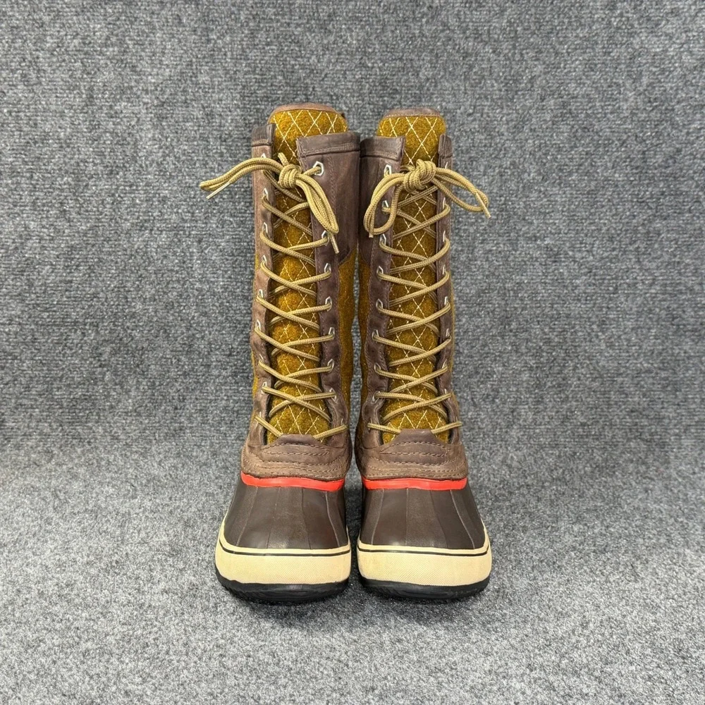 Sorel Sorelli Quilted Wool Winter Boots Women's 6 Green Brown Waterproof Snow